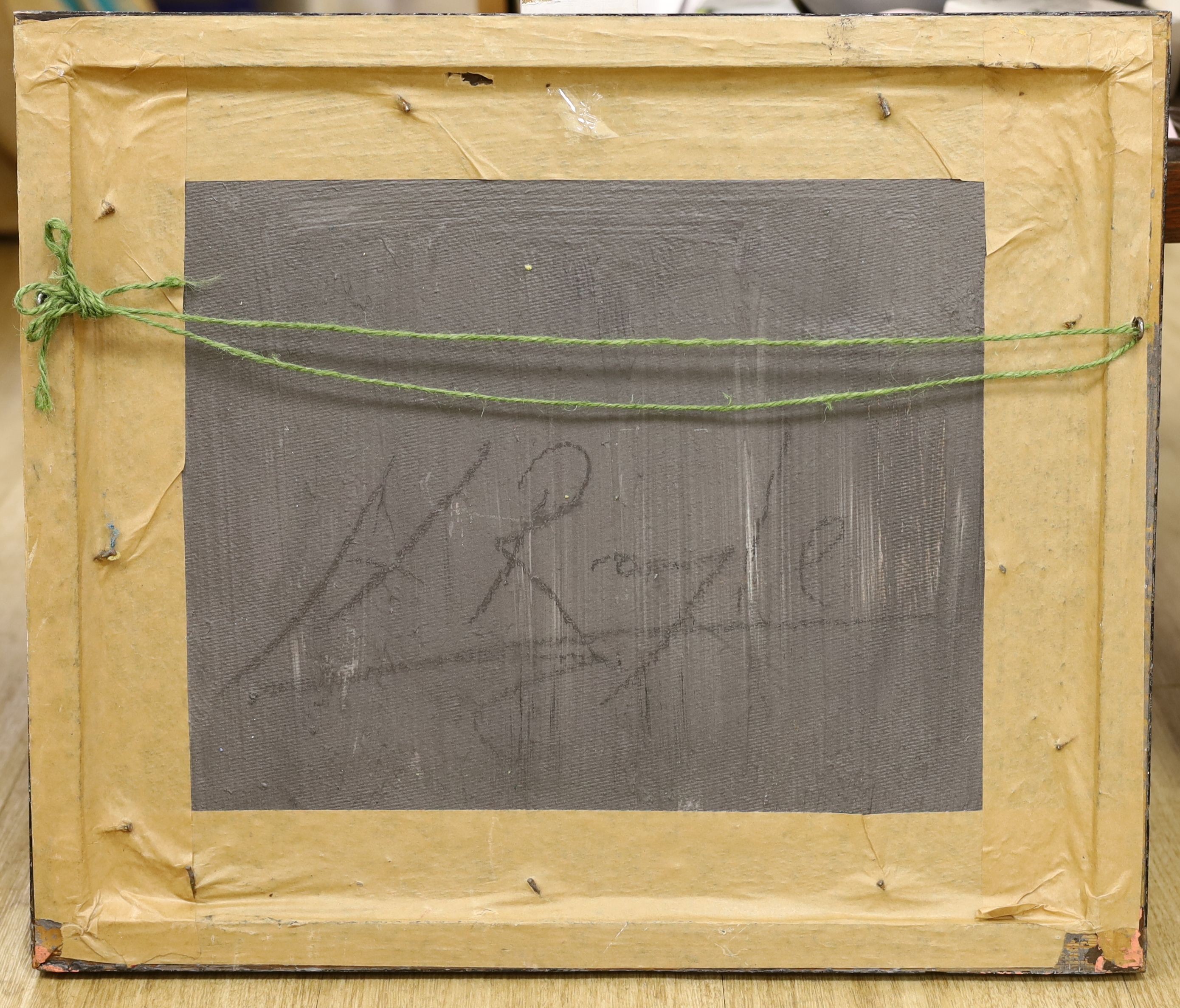 H. Royale, oil on board, Haymaking scene, signed, 36 x 43cm